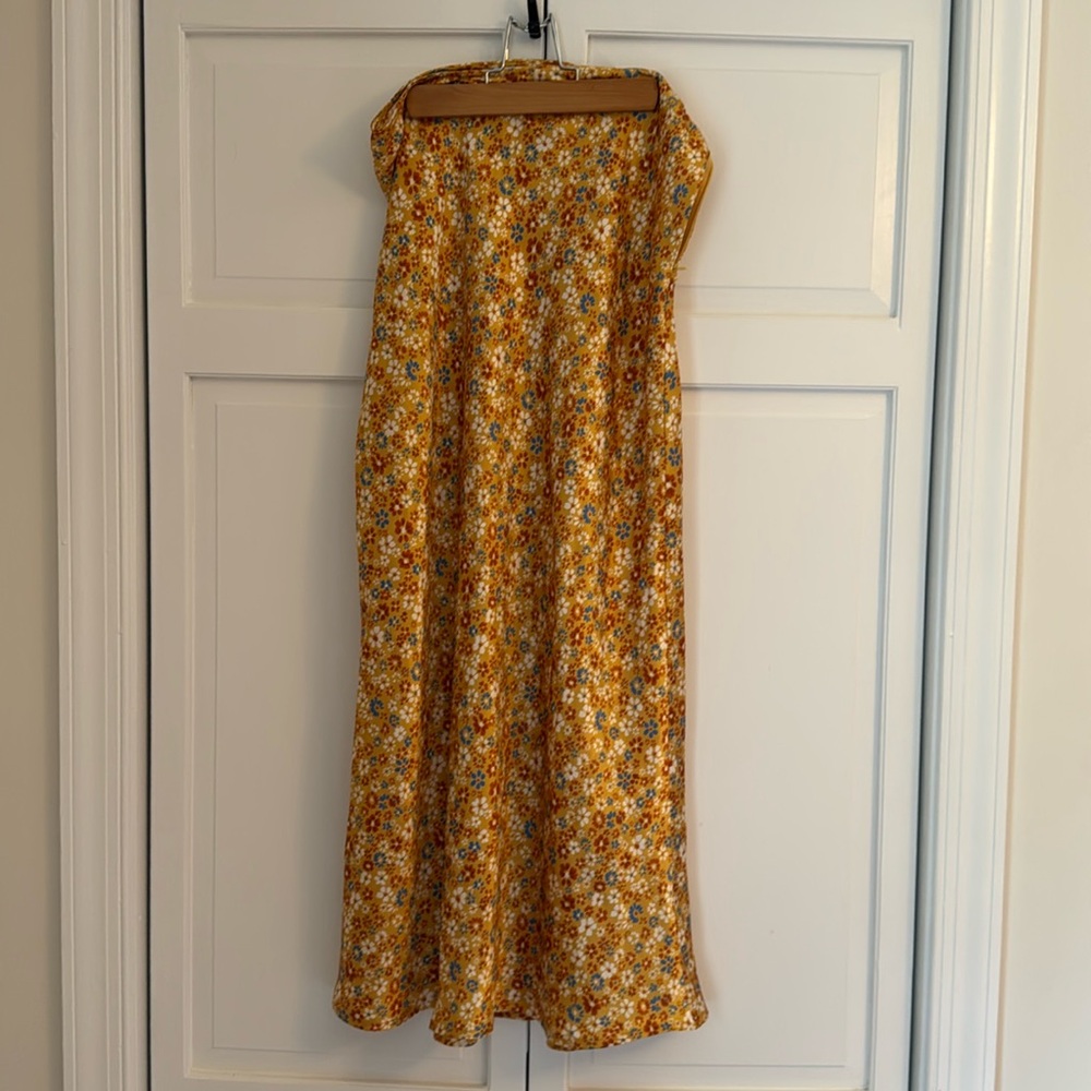 Reformation Floral Midi Skirt - Yellow and Orange